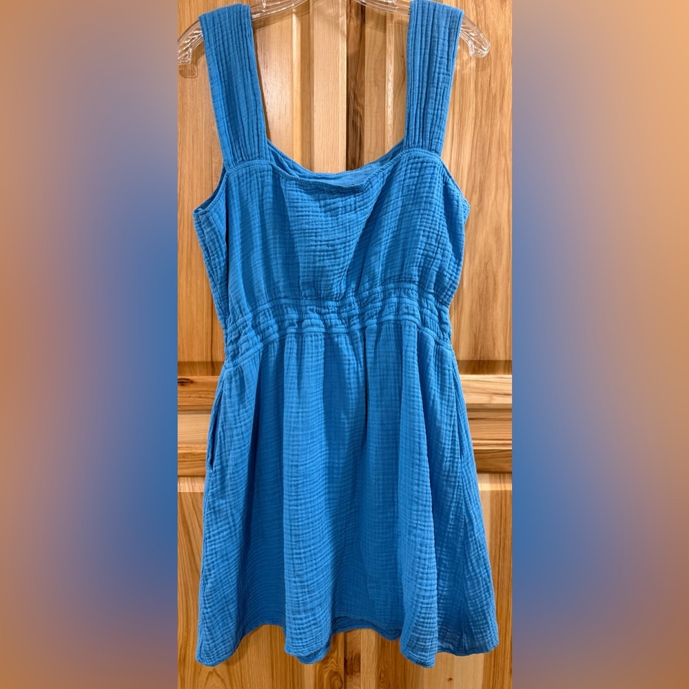 Michael Stars Josephine Blue Sleeveless Cotton Gauze Mini Above the Knee Dress - Picture 6 of 14